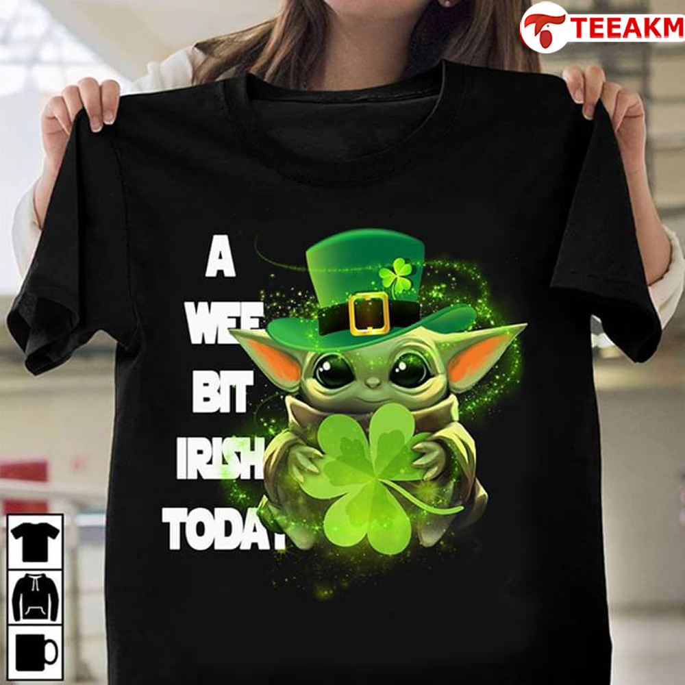 Baby Yoda Shamrock A Wee Bit Irish Today Unisex T-shirt