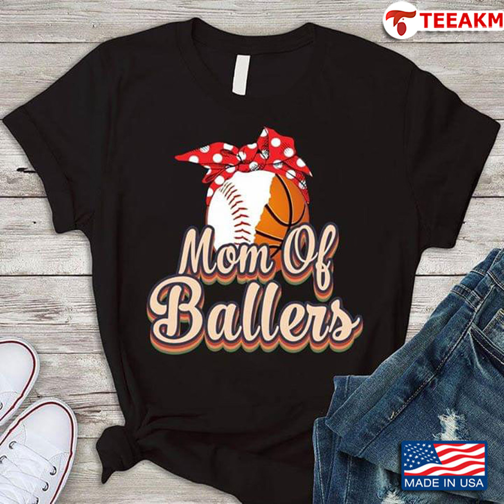 Baseball And Basketball Bandana Mom Of Ballers Unisex Tee