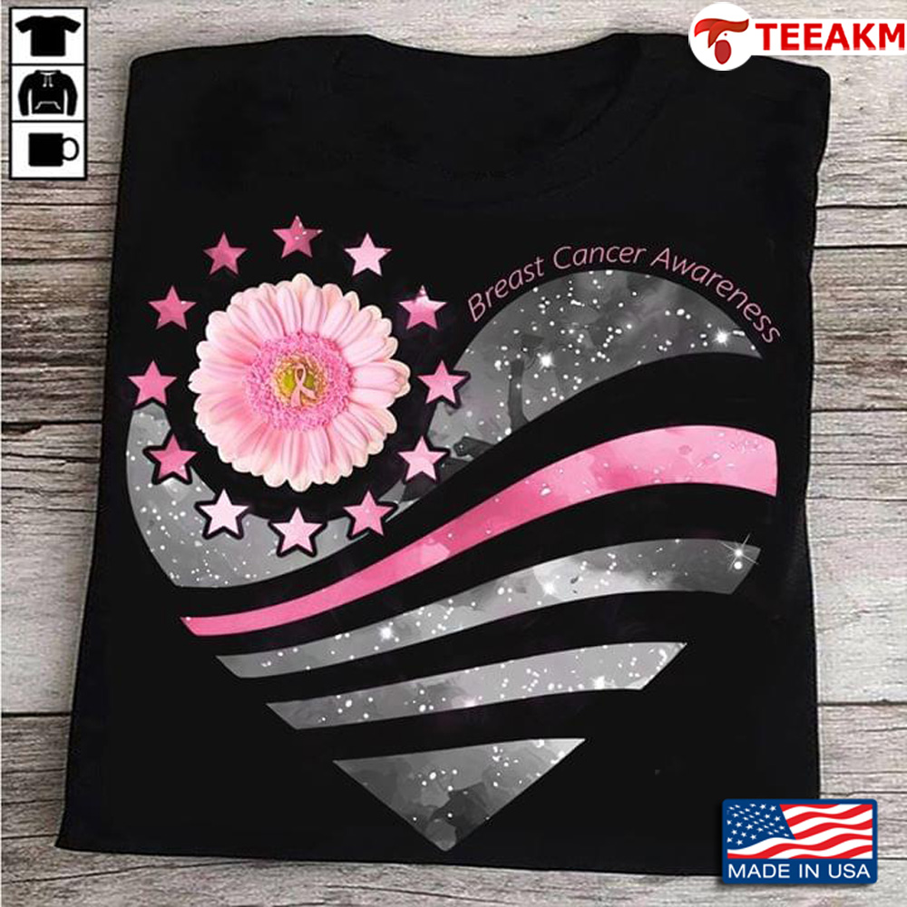 Betsy Ross Flag Daisy Breast Cancer Awareness Unisex T-shirt