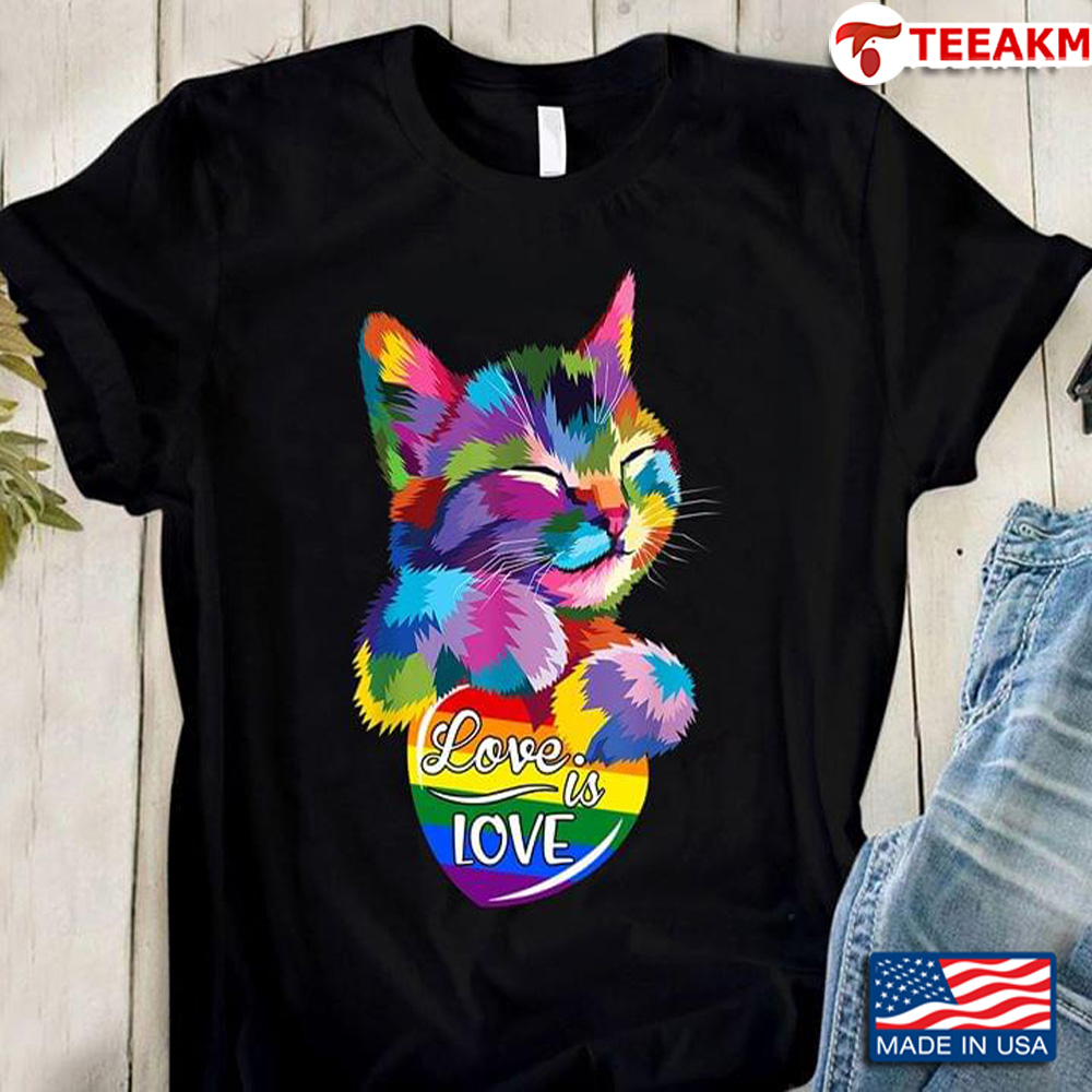 Cat Love Is Love Lgbt Pride Unisex T-shirt