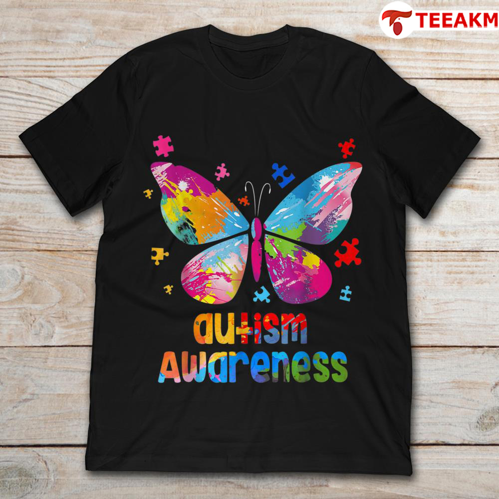 Colorful Butterfly Autism Awareness Unisex T-shirt