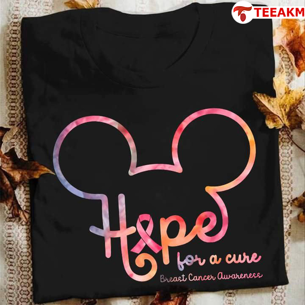 Disney Mickey Mouse Hope For A Cure Breast Cancer Awareness Unisex Tee