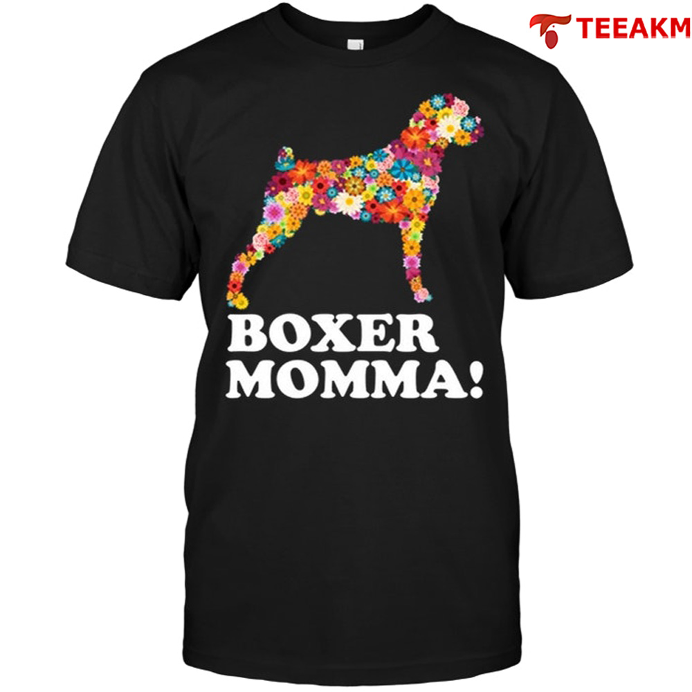 Dog Boxer Momma Tattoo Flowers Unisex T-shirt