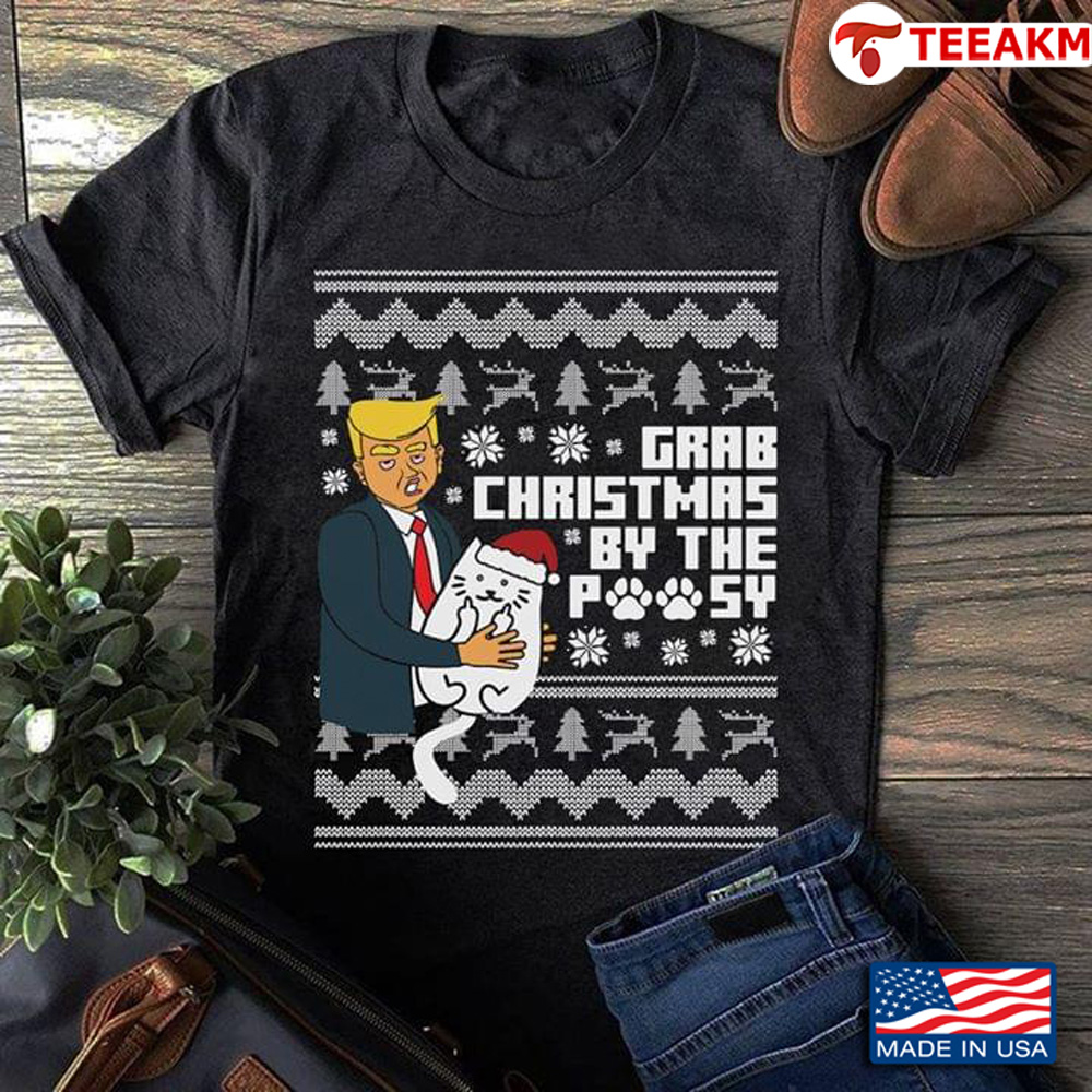 Donald Trump With Cat Grab Christmas By The Pussy Unisex Tee