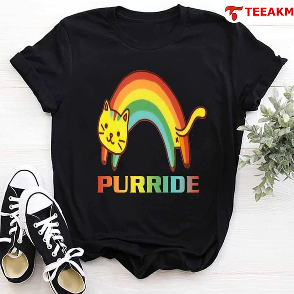 Funny Rainbow Cat Purride Unisex Tee