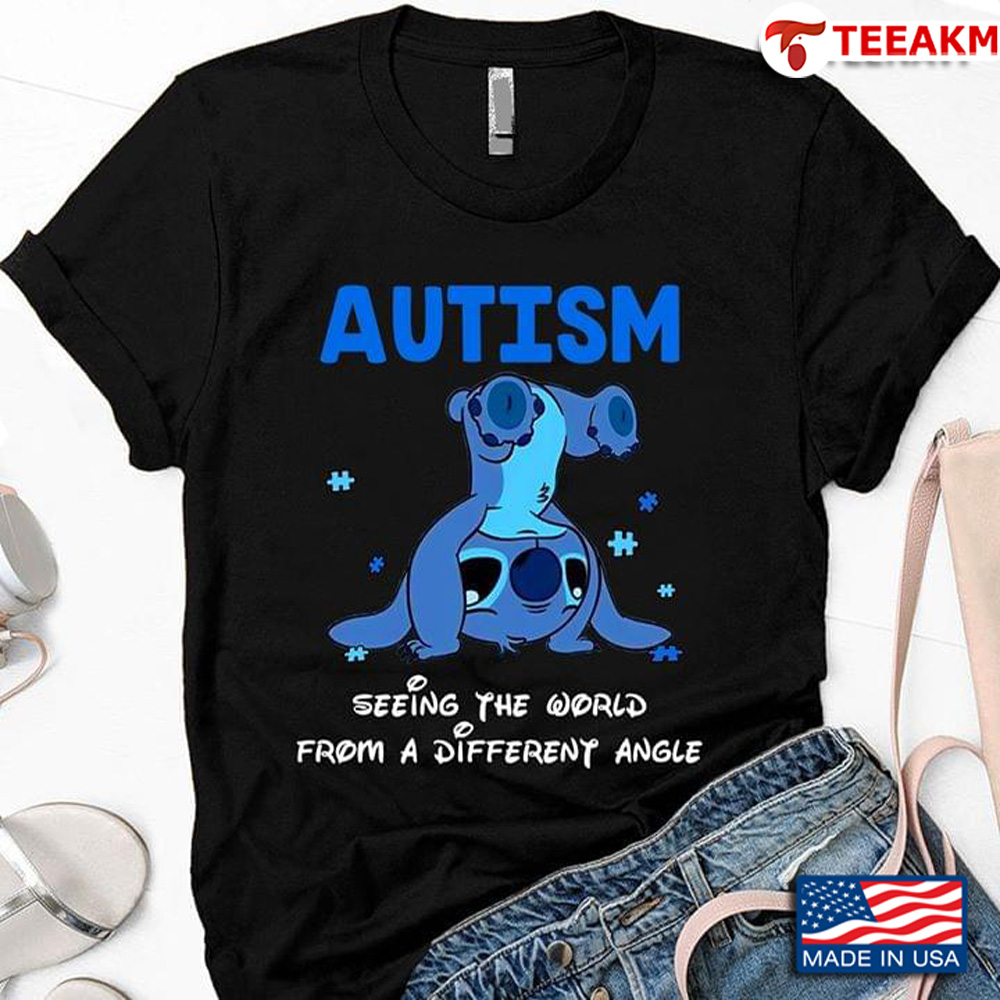 Headstanding Stitch Autism Seeing The World From A Different Angle Unisex T-shirt