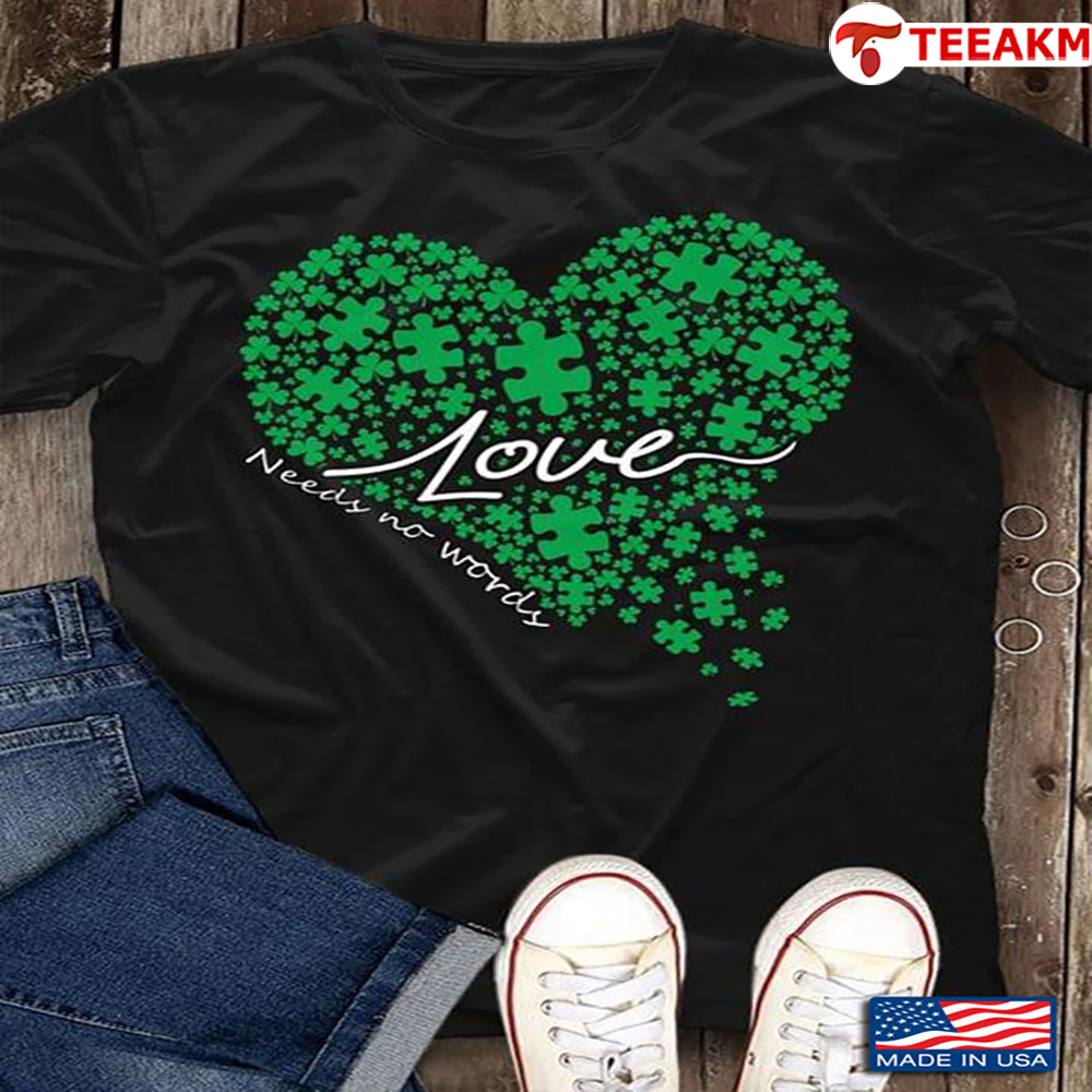 Heart Autism Awareness Love Needs No Words Unisex T-shirt