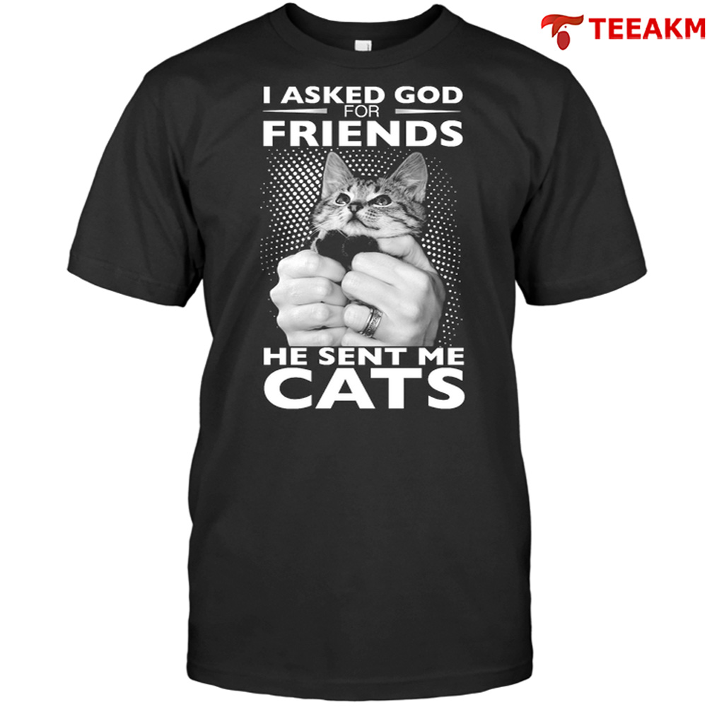 I Asked God For Friends He Sent Me Cats Unisex T-shirt